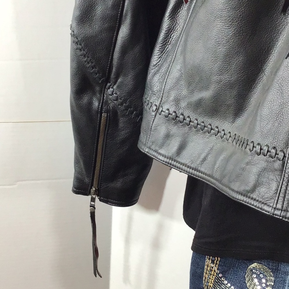 Vintage Harley Davidson Magic Dip dyed fringe Black Leather Jacket XL NWOT - Picture 5 of 15